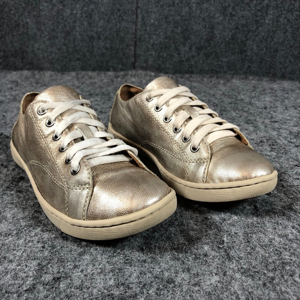 Born Women's 6.5 Gold Silver‎ Metallic Leather Lace-Up Casual Sneakers W02211